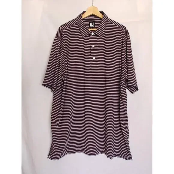 FootJoy Shirt Polo Striped Blue Red 2XL Short Sleeve Athletic Golf 28112 - Picture 2 of 7